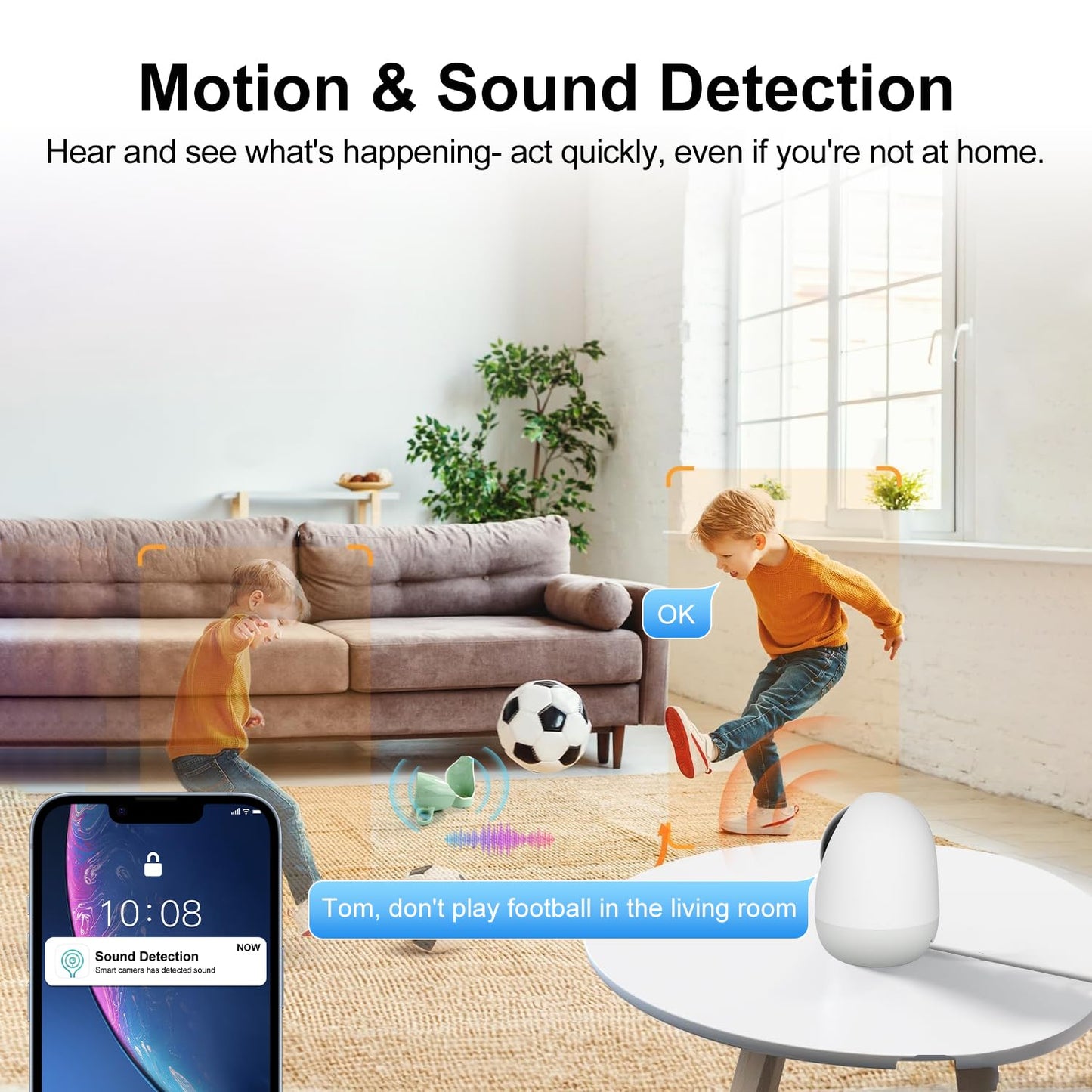 Indoor Security Camera, 5&2.4Ghz WiFi Cameras for Home Security, Pet/Baby Motion/Sound Detection, Auto Tracking, 2-Way Audio, Siren, Compatible