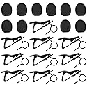 20 Pcs Metal Lapel Mic Clips Sponge Cover Kit, Metal Lavalier Tie Clips with Foam Windscreen Covers, Lapel Microphone Clips Cover Kit
