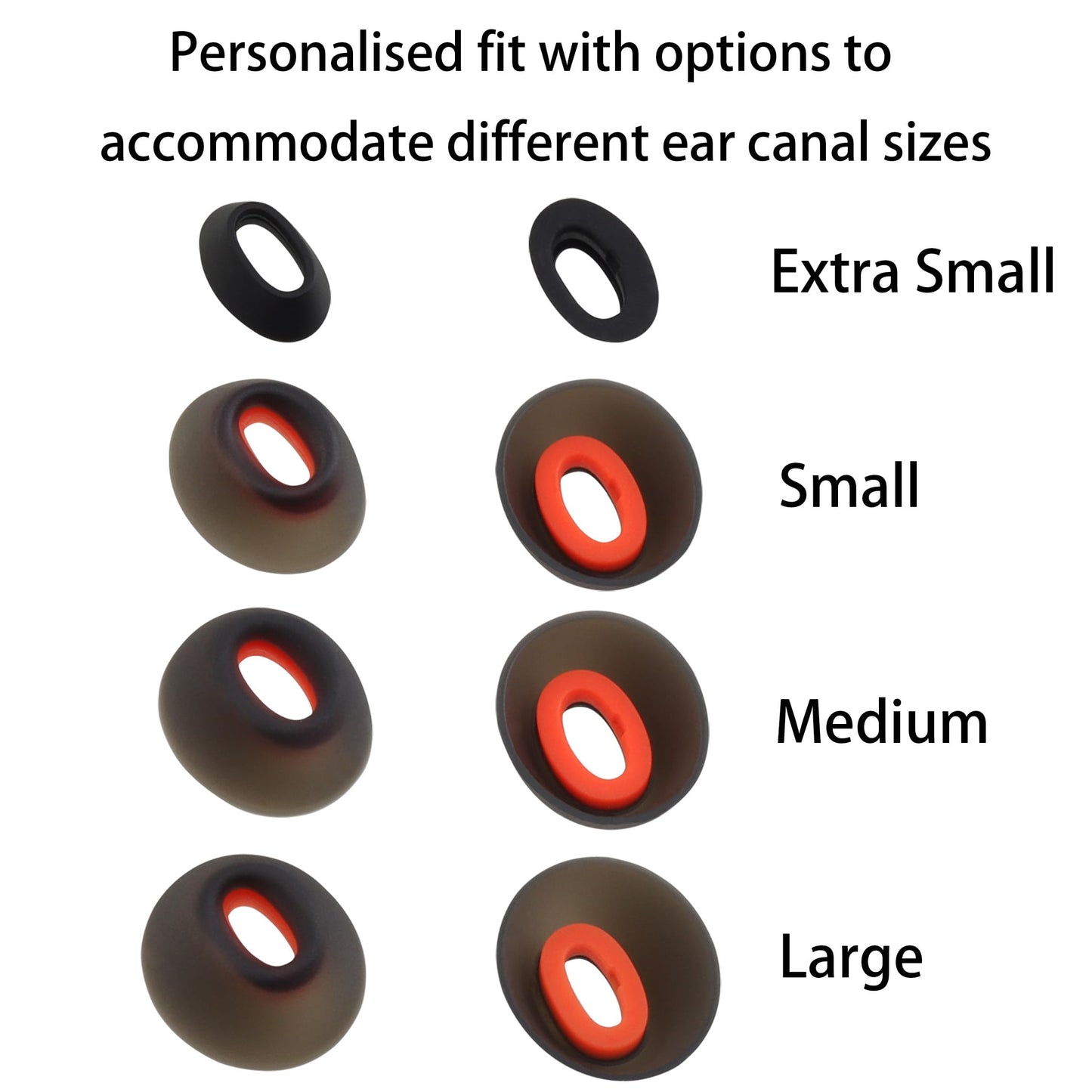NANLANFAN Replacement Silicone Ear Tips for JBL Tune Flex Wireless Earbuds (Black, XS/S/M/L)