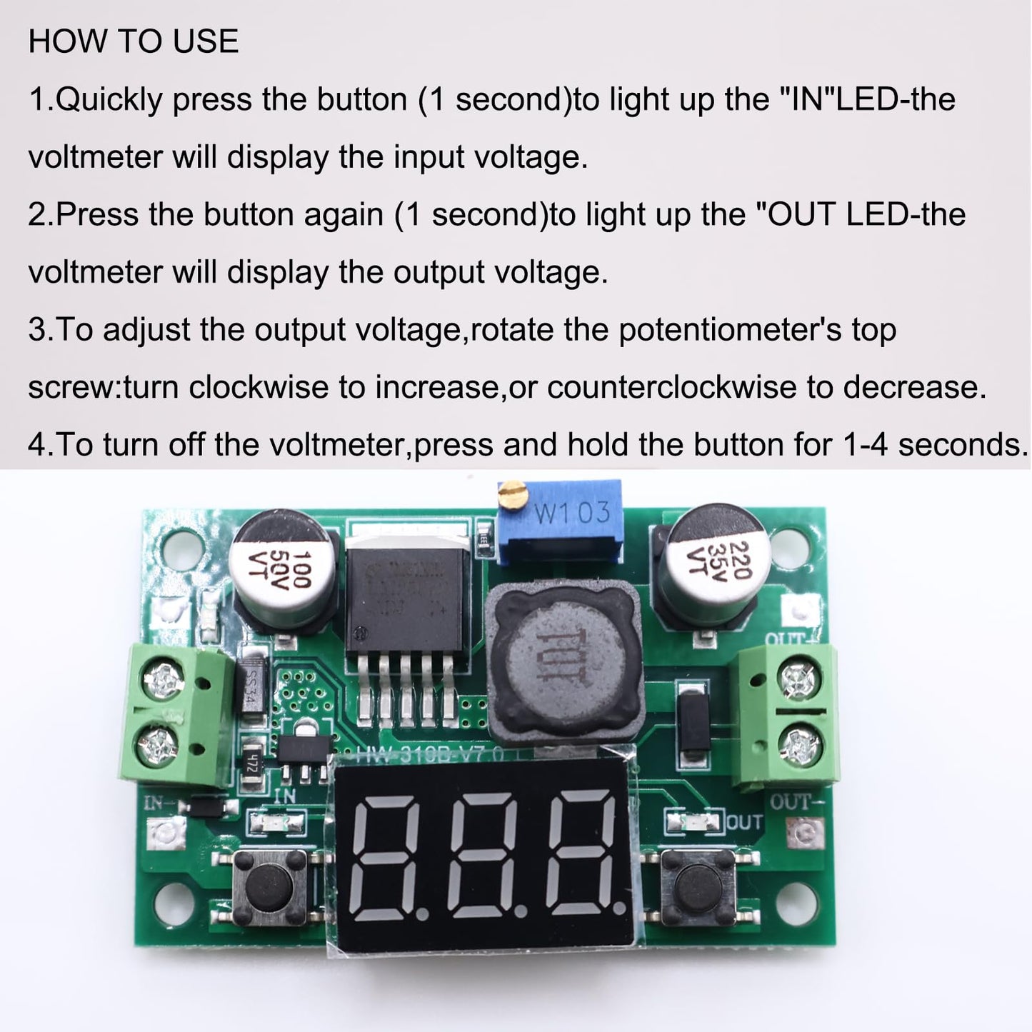 2PCS LM2596 Green Board Double Button 2PACK LM2596 Buck Converter Step Down Adjustable Voltage Regulator DC 4-40V to 1.25-37V Buck Converter with LED…