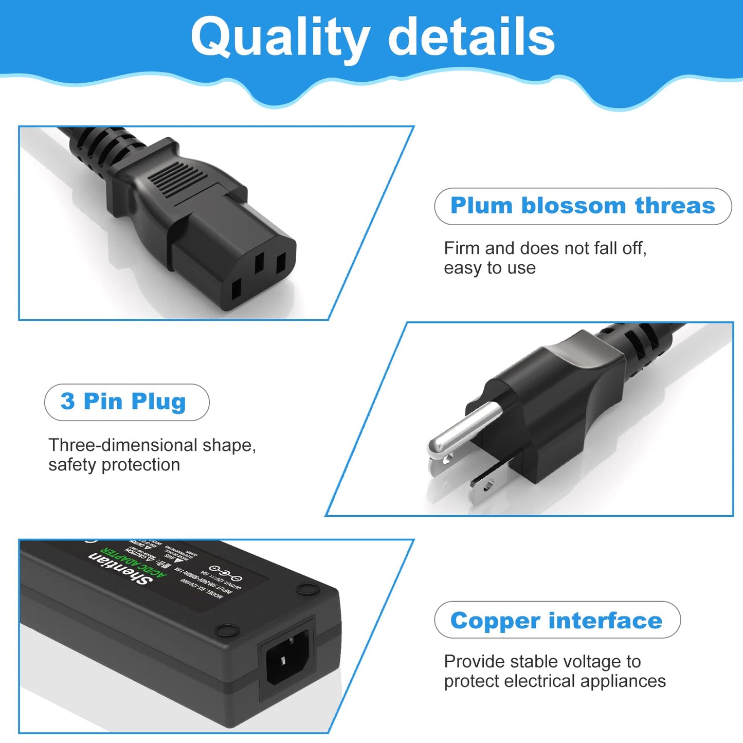 Shentian 100-240V Main to 12V Charger Socket,AC/DC Converter,Power Adapter (12V/10A)
