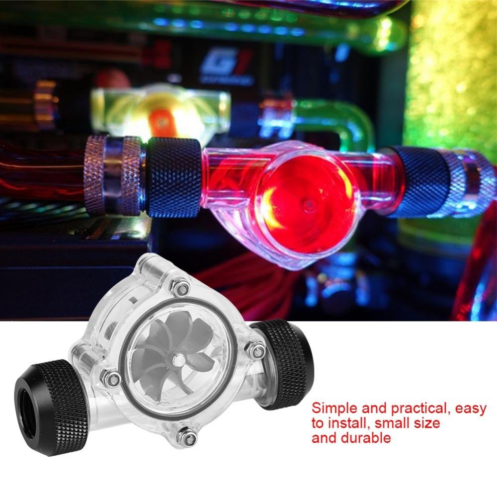 V BESTLIFE Cooling Flow Indicator, G1/4" Thread Port Female to Female Flow Meter Indicator for PC Water Cooling 8 Impellers (Black)