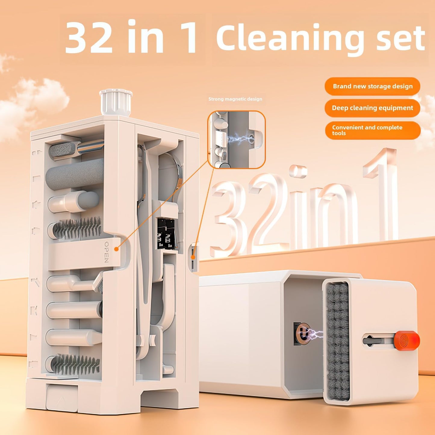 Laptop Phone Computer Screen Cleaner Kit, 32-in-1 Keyboard Cleaning Brush Tools, Multi-Function Electronic Device Clean Tool for Camera Lens PC
