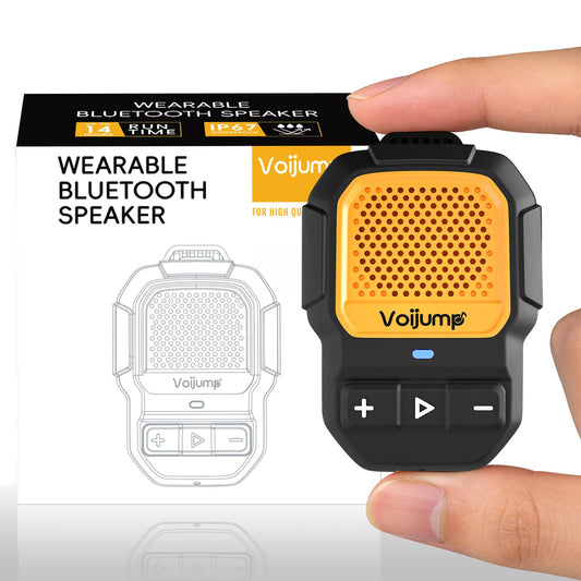 voijump Wearable Bluetooth Speaker, Mini Clip-On Wireless Jobsite Pro Dust & Water Resistant Portable Speaker, Built-in Mic for Hands-Free