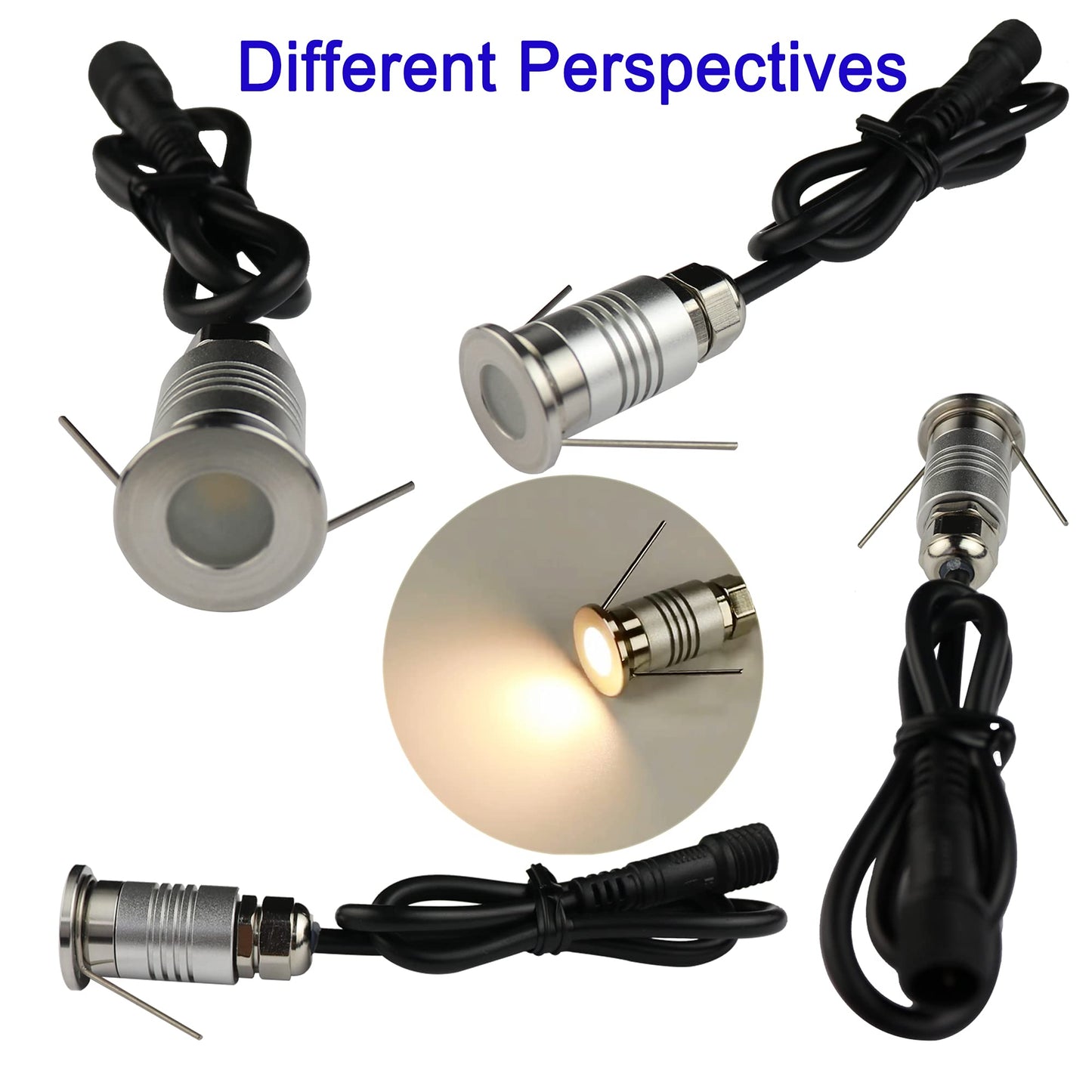 CNBRIGHTER LED Mini In-Ground Well Light-Finger Size,1W 12V DC,120° Wide Beam Angle,IP67 Waterproof,Recessed Marker Indicator Underground Outdoor