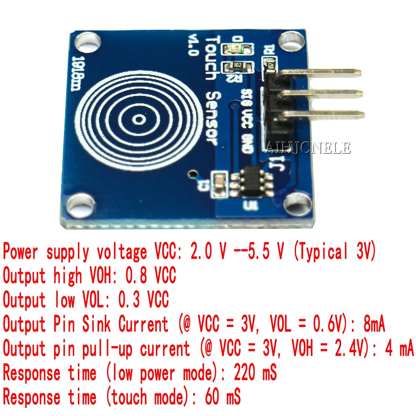 AIHJCNELE 4pcs TTP223B Capacitive Touch Switch Module Digital Touch Sensor Module 1-Channel Tact Switch DC 2V-5.5V Low Power Consumption TTP223 Dimmer