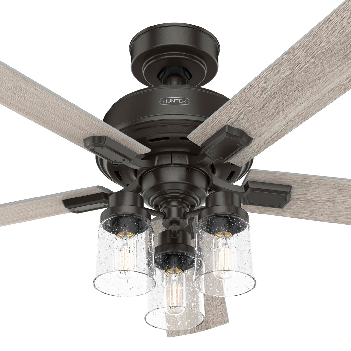 Hunter Fan 52 inch Traditional Noble Bronze Finish Indoor Ceiling Fan with LED Light Kit and Remote Control (Renewed)