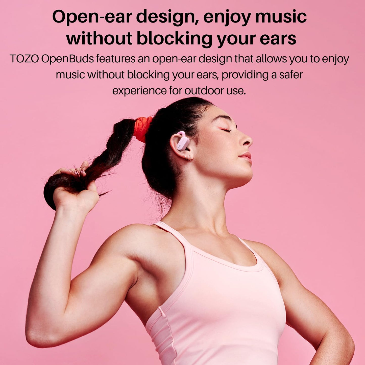 TOZO O2 Open Ear Wireless Earbuds,Multi-Angle Adjust 42H Bluetooth 5.3