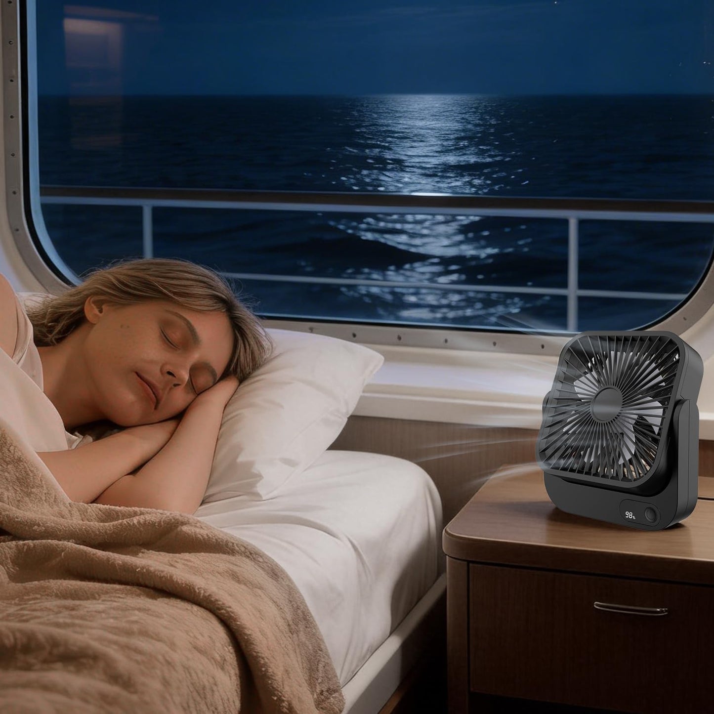 Vochigh Cruise Ship Portable Magnetic-Fan: 5000mAh Rechargeable Fan