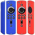 [2 Pack] Silicone Cover Case for Fire TV Stick 4K / Fire TV (3rd Gen) Compatible with All-New 2nd Gen Alexa Voice Remote Control (Red and Blue)
