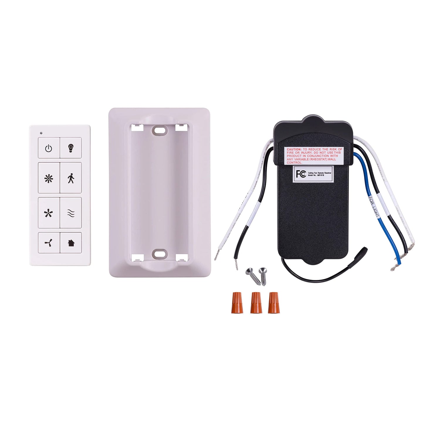 Prominence Home Universal Ceiling Fan Remote Control Kit with Receiver, Wall Dock and Batteries, For Downrod Ceiling Fans ONLY - 51433-01 - White