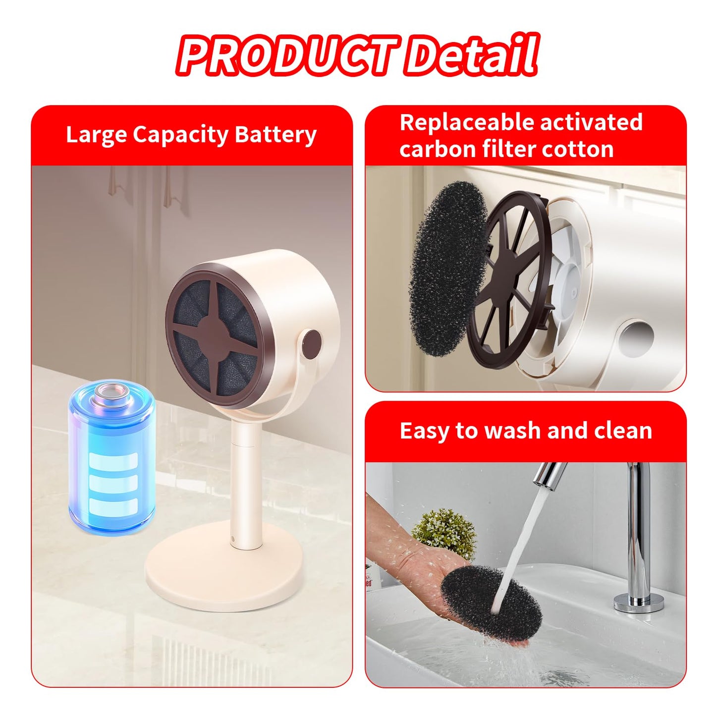 Mini Rechargeable Desktop Air Purifier with 10 Carbon Filters