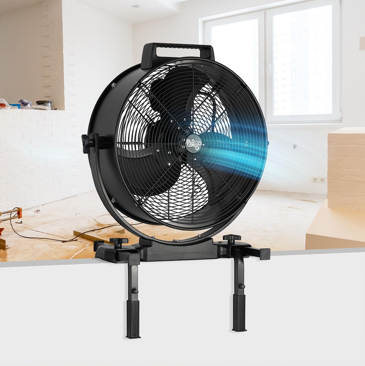 BLOTEK W58352 16-Inch Dust King High Velocity Floor, Exhaust, or Blower Fan, Black, 3-Speed, 270-Degree Adjustable Tilt, IP64 Waterproof, Ideal