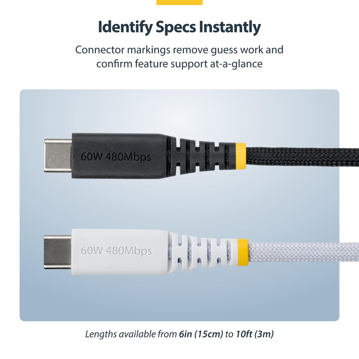 StarTech 5-Pack 3ft/91cm USB-C to USB-C Braided Cable (USB2CC3FNCBR5PK)