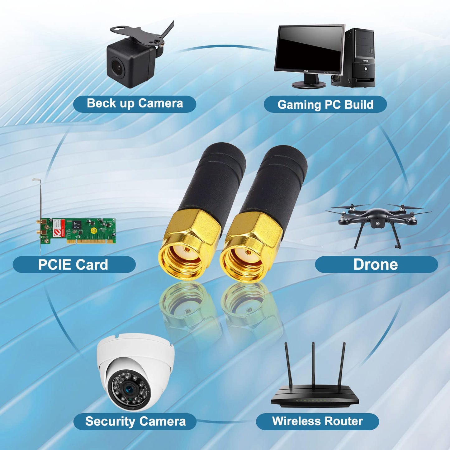 FPV Small WiFi Antenna 2.4GHz Bluetooth Mini WiFi Antenna Wireless Omni Thumb Antenna mmdvm Network Router RP SMA Male TX RX Mini RHCP Racing Drone