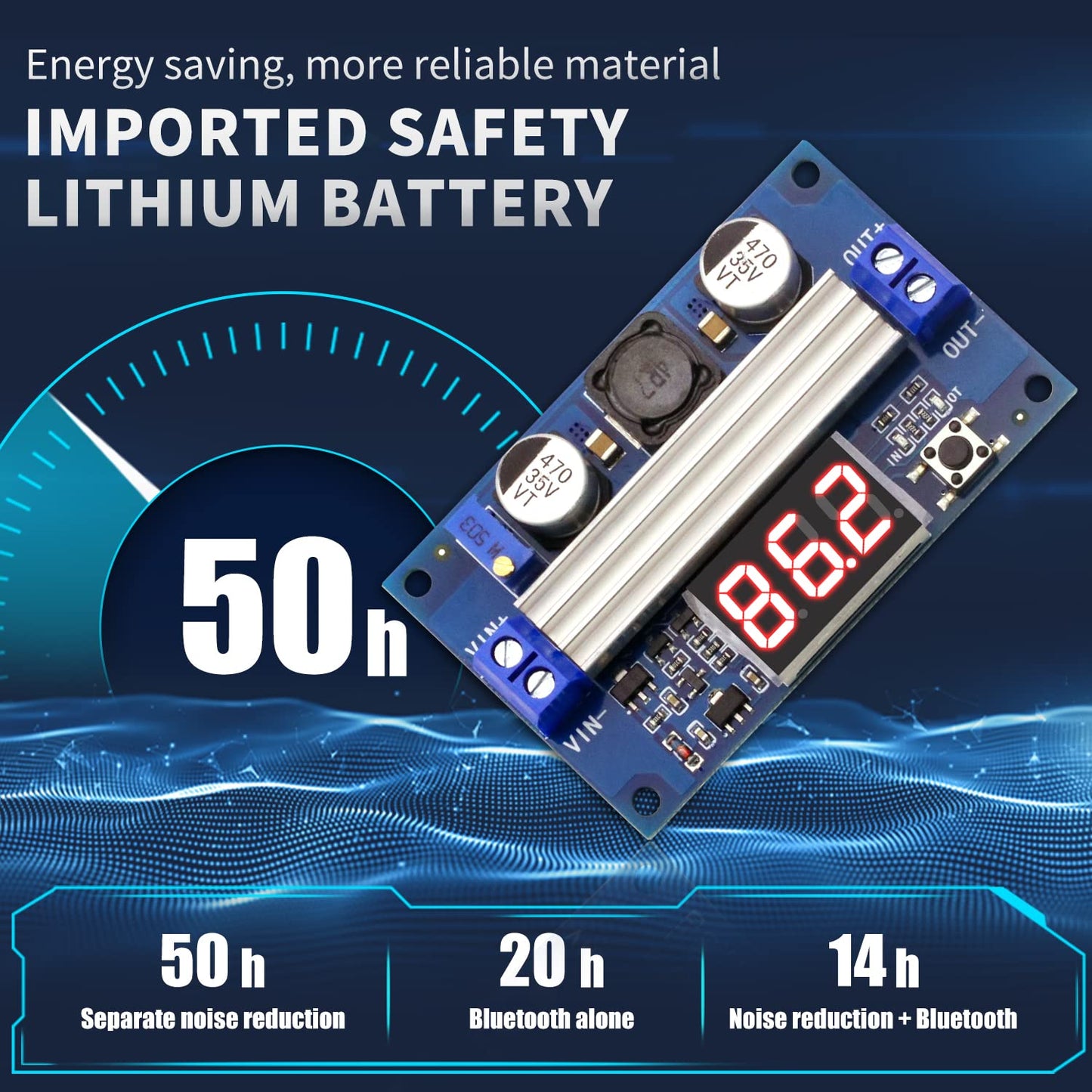 CenryKay DC-DC Adjustable Boost Power Module Board 100W High Power Output 3.5-35V Power Regulator Board with LED Digital Voltage Meter(2PCS)