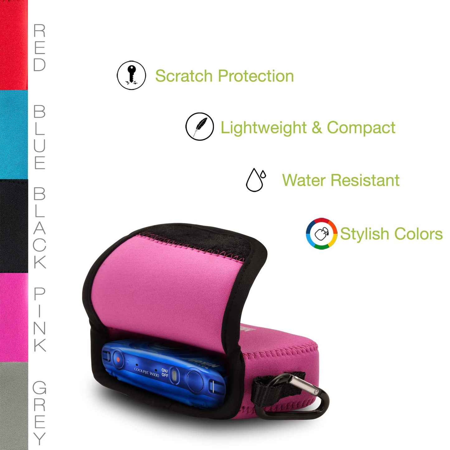 MegaGear MG792 Nikon Coolpix W100, S33 Ultra Light Neoprene Camera Case - Hot Pink