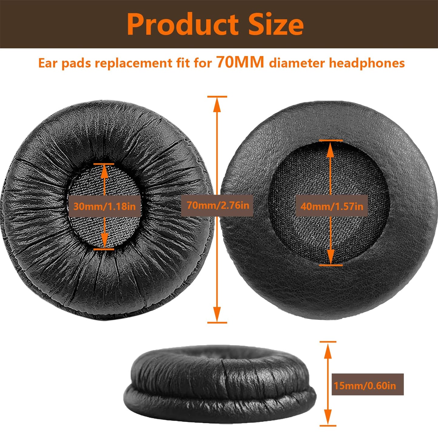 Ear Pads for Sony Headphones 70MM Earpads Replacement Ear Cushions Compatible with Sony MDR-ZX110 ZX110NC ZX310 ZX330BT WH-CH500 CH510 CH520 V150 V250