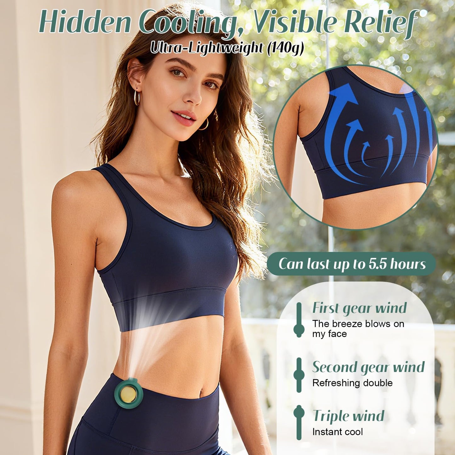 sncsiuw 2026 New Portable Clip-On Fan, 360° Rotatable Mini Bladeless Fan for Shirt & Waist, 3-Speed Quiet Wearable Personal Fan, USB-C Rechargeable