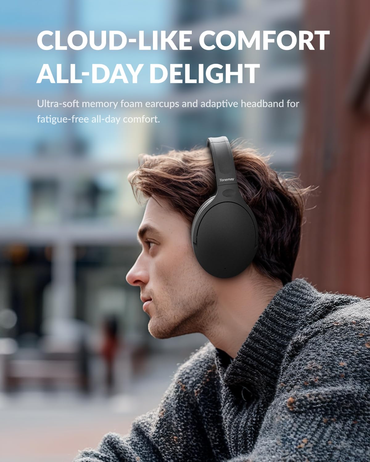 TONEMAY Zen Bluetooth Headphones with -45dB Hybrid Active Noise Cancelling, 80H Playtime Wireless Over-Ear Headphones, Immersive Deep Bass Stereo…
