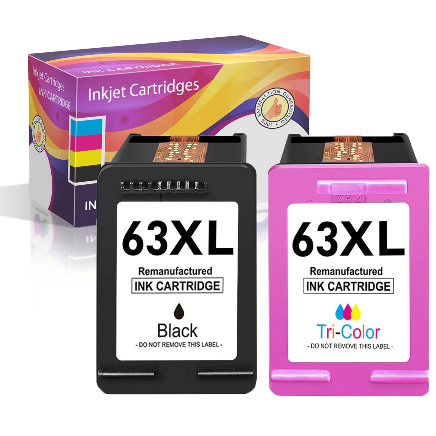 Compatible with HP 63XL Ink Cartridges Combo Pack for HP 63 XL Works with HP Officejet, Deskjet, Envy Printers (1 Black, 1 Tri-Color)