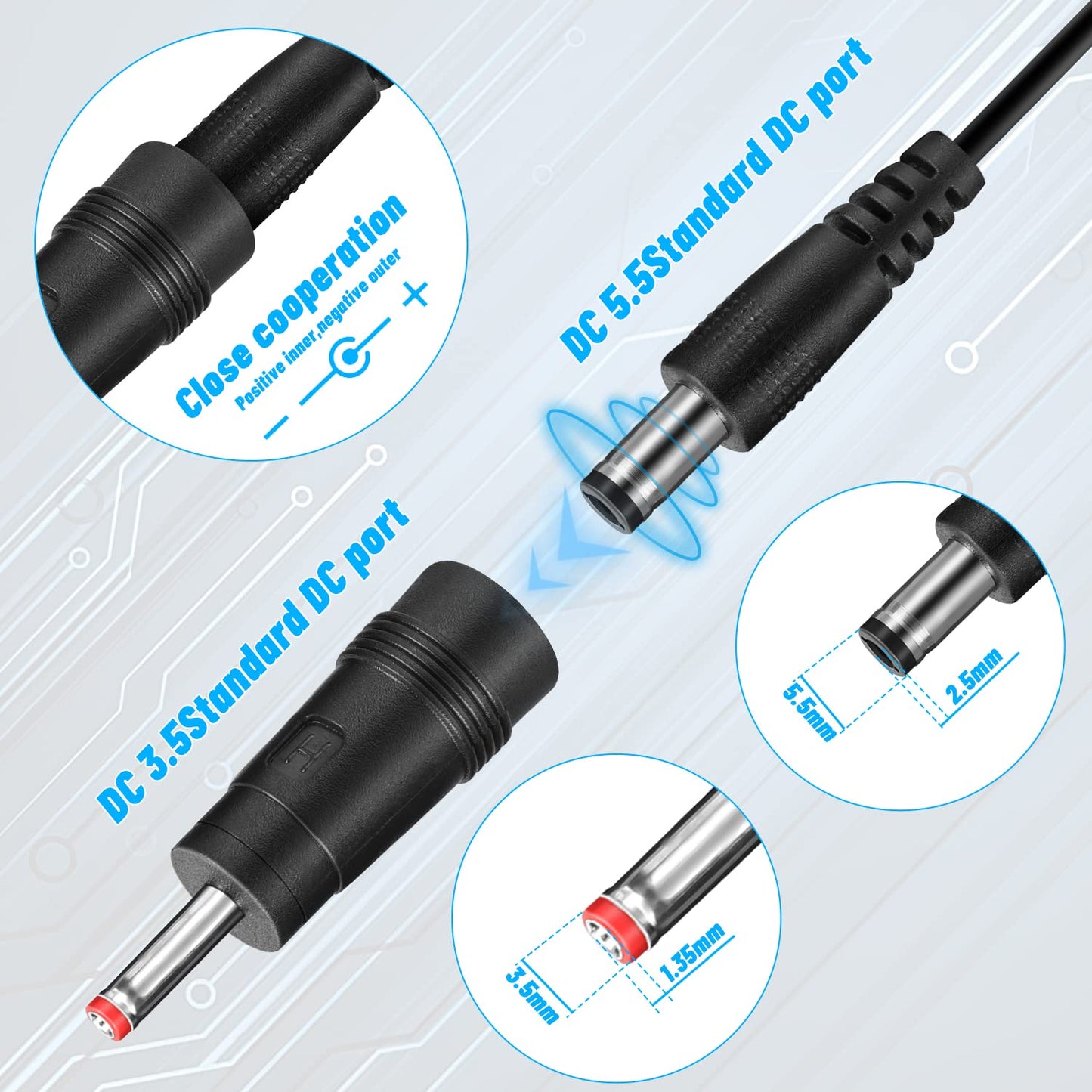 FARSENSE USB to DC 12V Step Up Power Cable (3ft), DC Jack 5.5 x 2.5mm (3.5 x 1.35mm) USB Boost Converter with LED Indicator