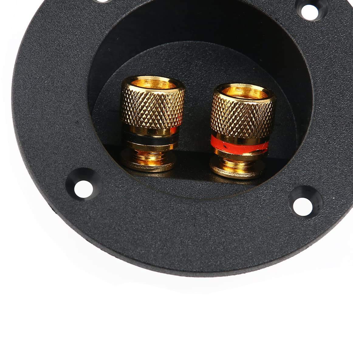 YTYKINOY 2 Pcs Black 3" Round 2-Way Speaker Box Terminal Binding Post Screw Cup Connector Subwoofer Plug