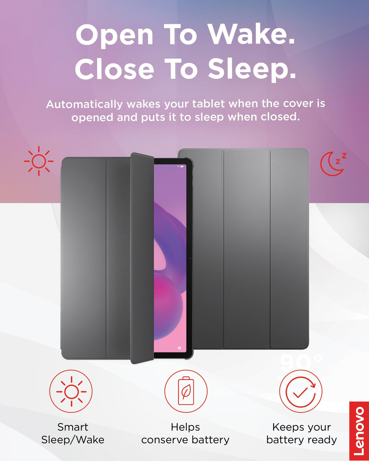 Lenovo Folio Case for Idea Tab Pro, Protective Tablet Cover with Built in Pen Holder, Sleep/Wake Function & Convertible Stand, PU Leather Case, Luna