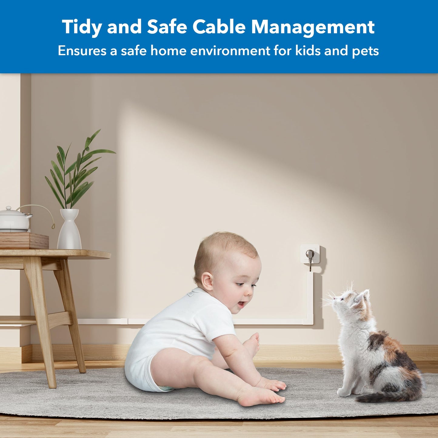 Mount-It! 157in Cord Hider Kit - Paintable Cable Raceway for TV Cables, Wires, and Power Cords, Wire Cover & Cable Concealer, Fire-Retardant Design