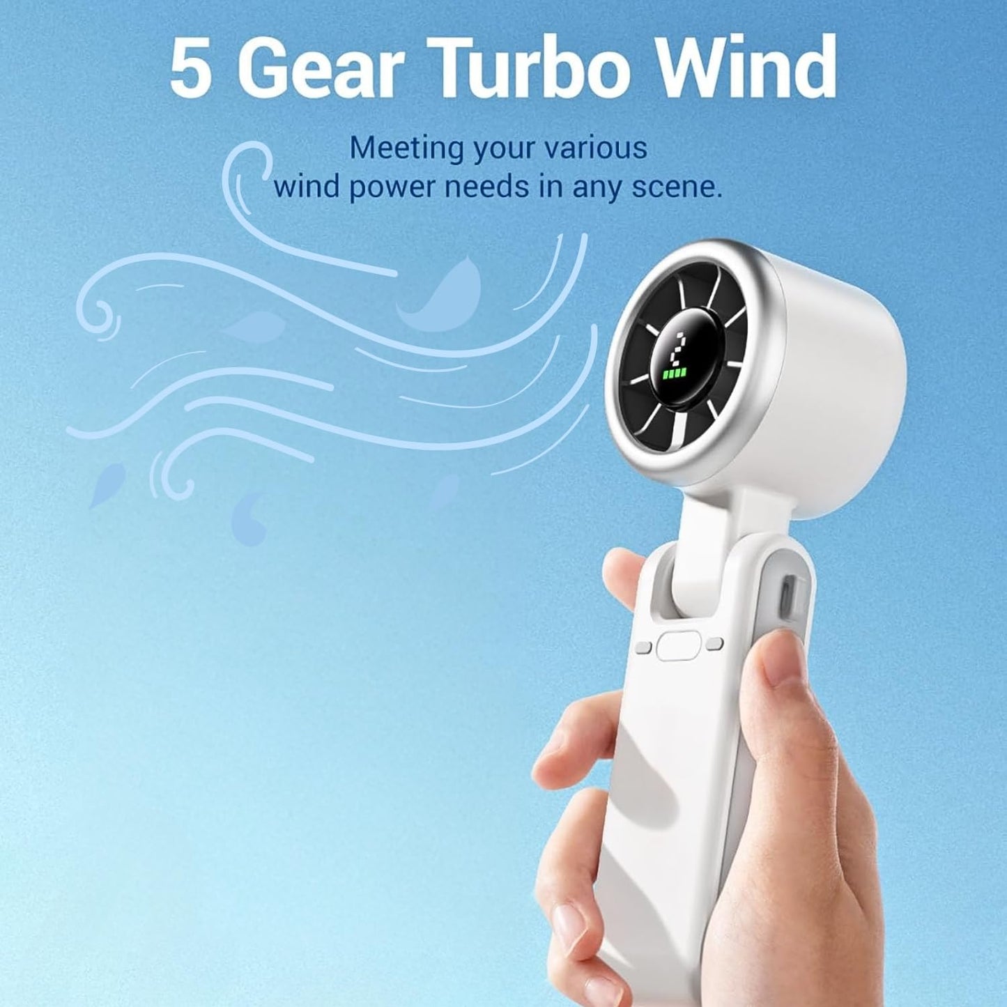 CPHUSA Portable Handheld Turbo Fan, 3 IN 1 Hand Fan with Air Turbo Tech Cooling, Up to 12 Working Hours, Quiet Personal for Outdoor, Travel, Camping