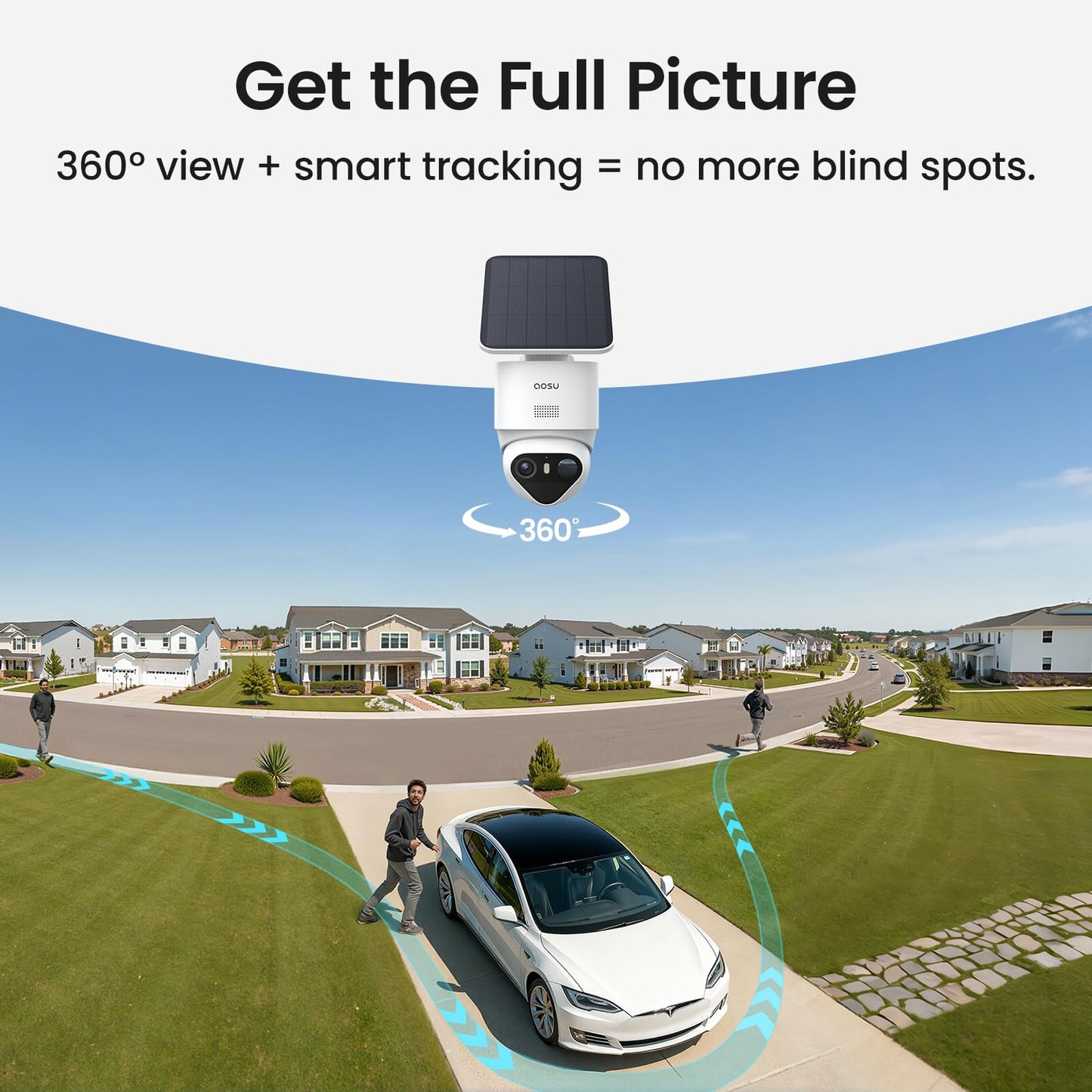 aosu T2 Ultra 4K Security Cameras Wireless Outdoor, TrueColor Night Vision, AI Triple Detection, 360° Auto Tracking, Solar Powered WiFi Camera