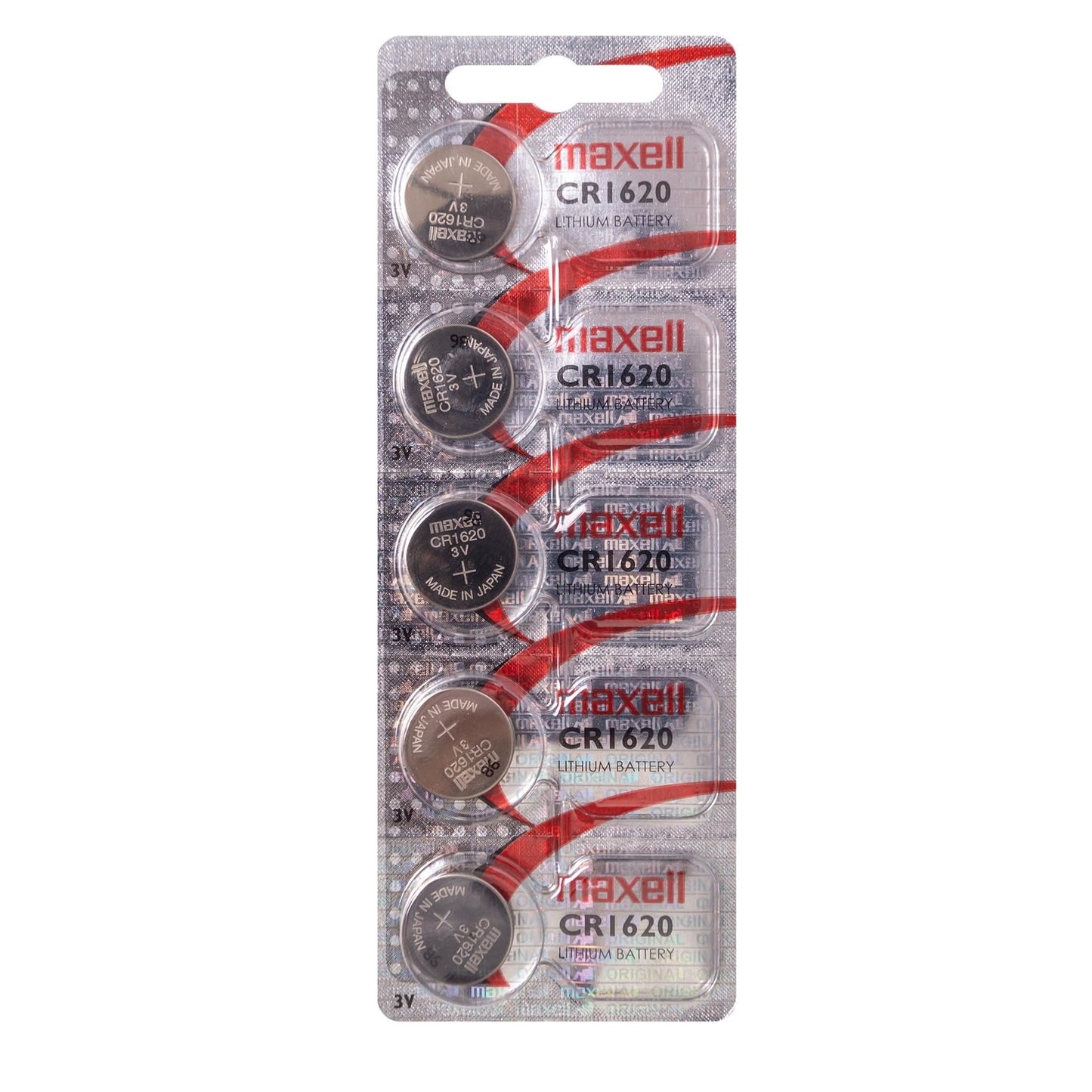 5 Maxell CR1620 3V Lithium Coin Cell Watch Batteries