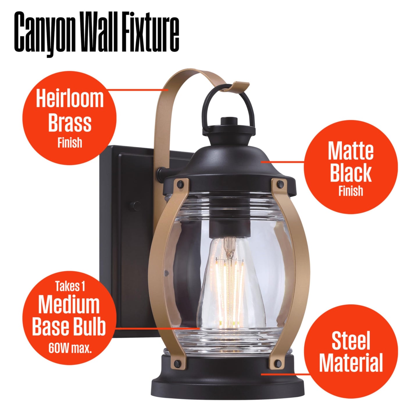 Westinghouse 61391EC Canyon Craftsman-Style One Light Outdoor Wall Fixture with Dusk to Dawn Sensor, Heirloom Brass Finish, Clear Glass