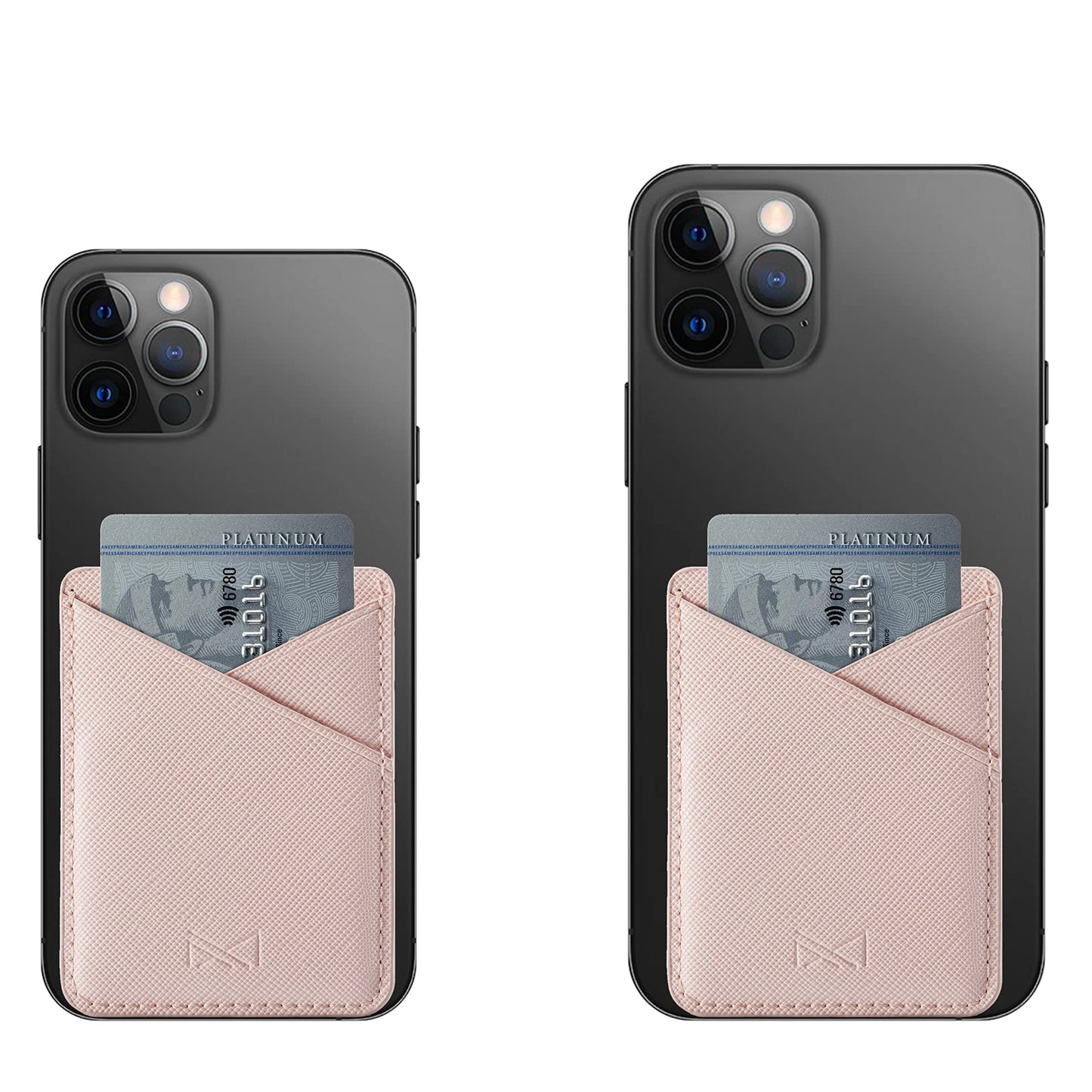 BIAJIYA Phone Card Holder, PU Leather Sleeve, Credit Card Holder Stick On Phone Case for iPhone Samsung Most Smartphones (Pink)