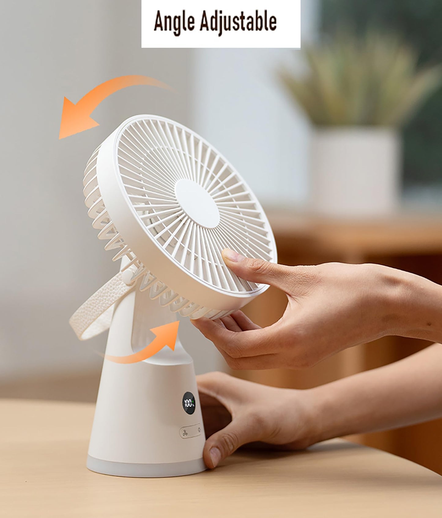 Gouccpu 9.6" Personal Rechargeable Desk Fan with Led Display & Nightlight, 90° Tilt Adjustable 5 Speeds 3600mAh Portable Small Quiet Table Fan, USB C