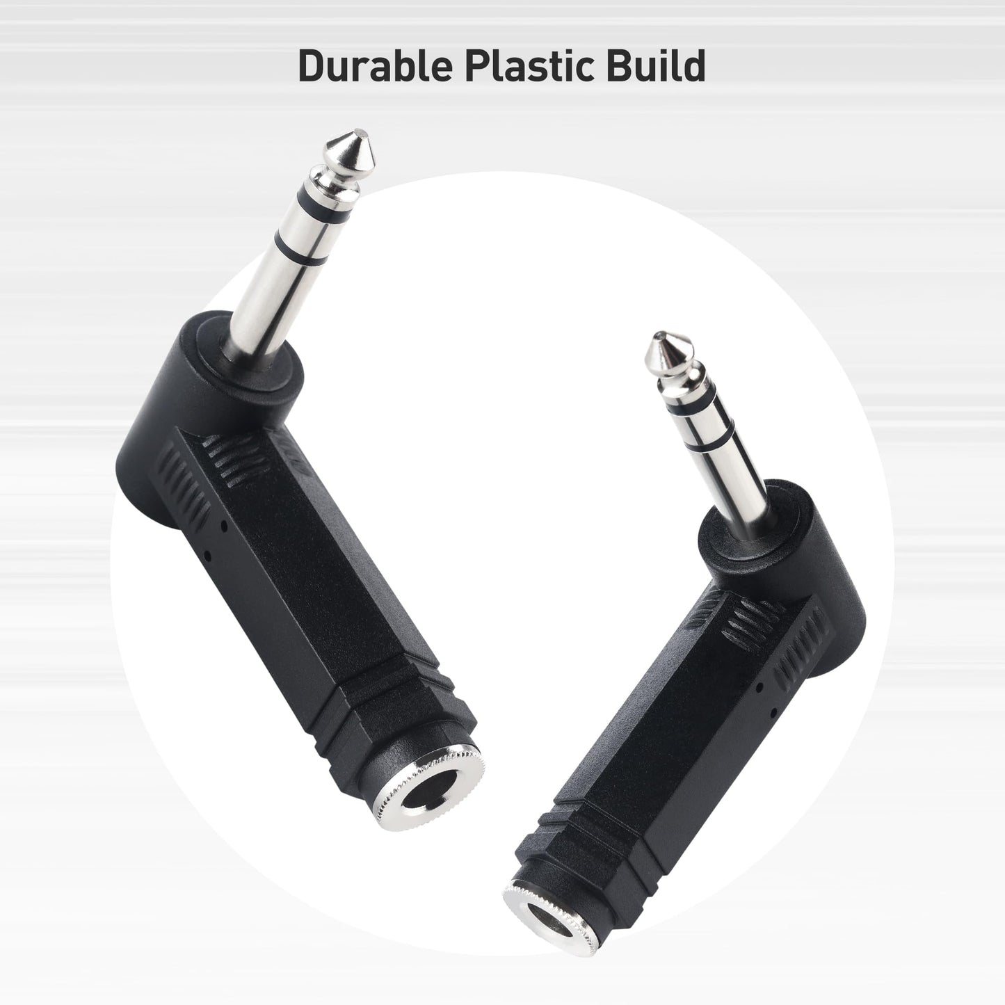 Cable Matters 2-Pack 1/4 Right Angle TRS Adapter - 6.35mm Right Angle Adapter, 1/4 TRS Audio Connector for Professional Audio Equipment