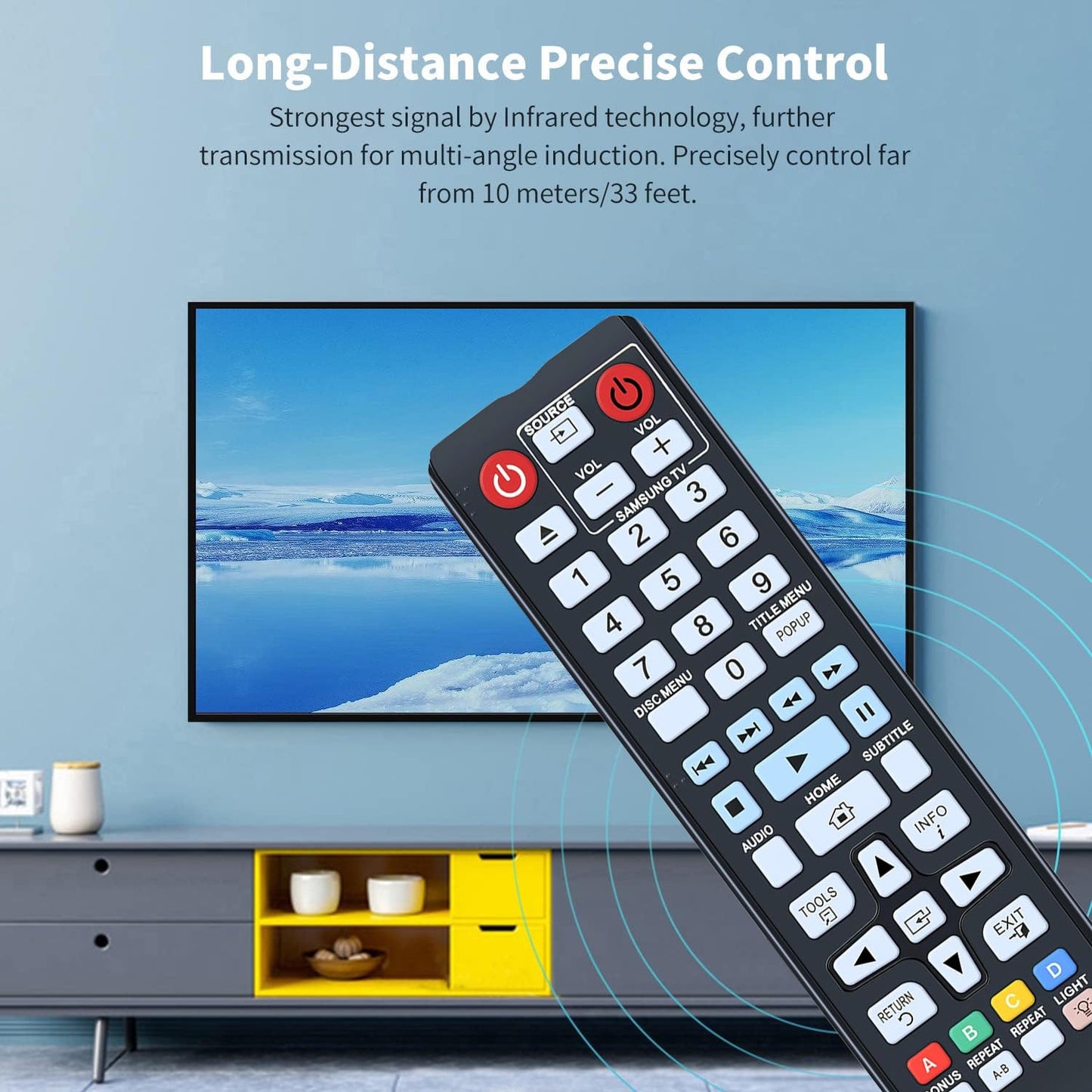 Replacement Remote Control for Samsung BD-H6500 BD-F5700 BD-HM57C BD-F5100 BD-H6500/ZA BD-F5100/ZX DVD Blu-Ray Player