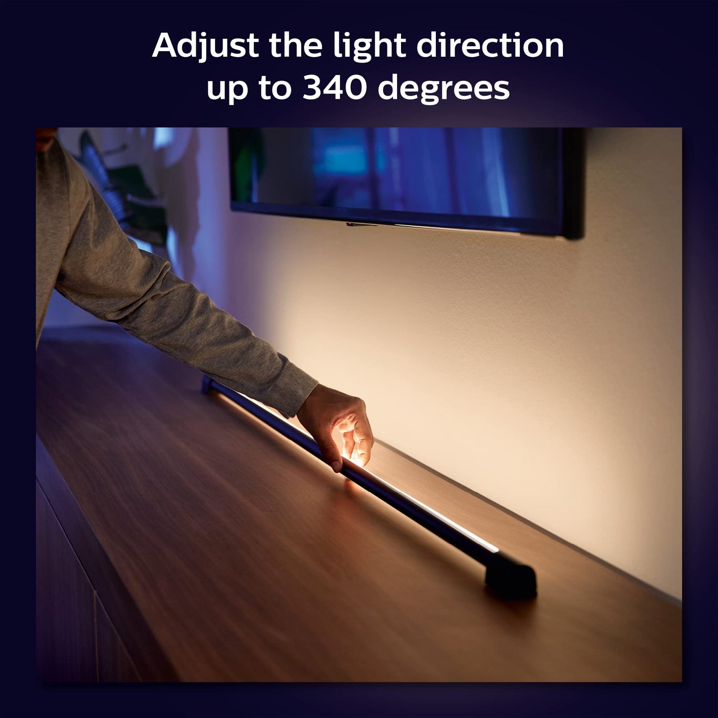 Philips Hue Compact Smart Light Tube, Black - White and Color Ambiance LED Color-Changing Light - 1 Pack - Sync with TV, Music, and Gaming - Requires