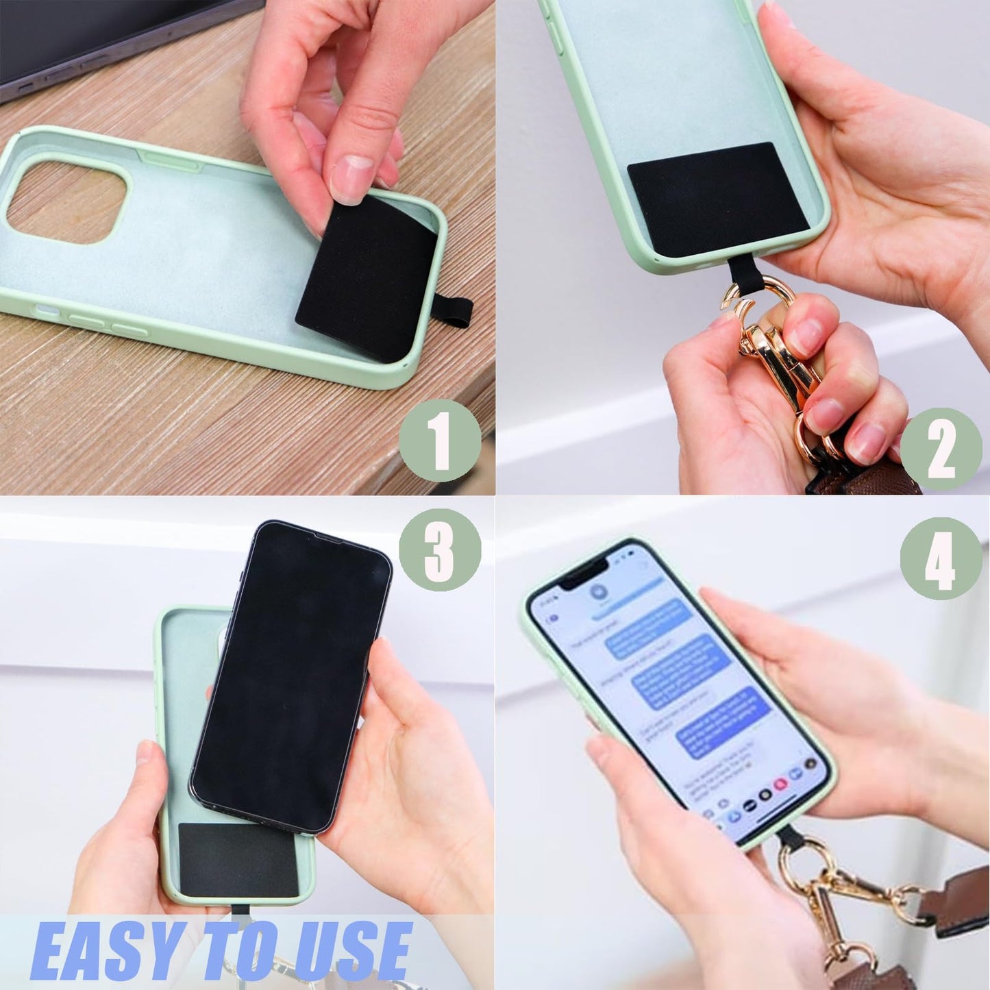 Yewmow Phone Strap with Zippered Pouch,Clip and Go Strap for Phone with Wallet Crossbody,Adjustable Phone Strap Crossbody for Travel (C)