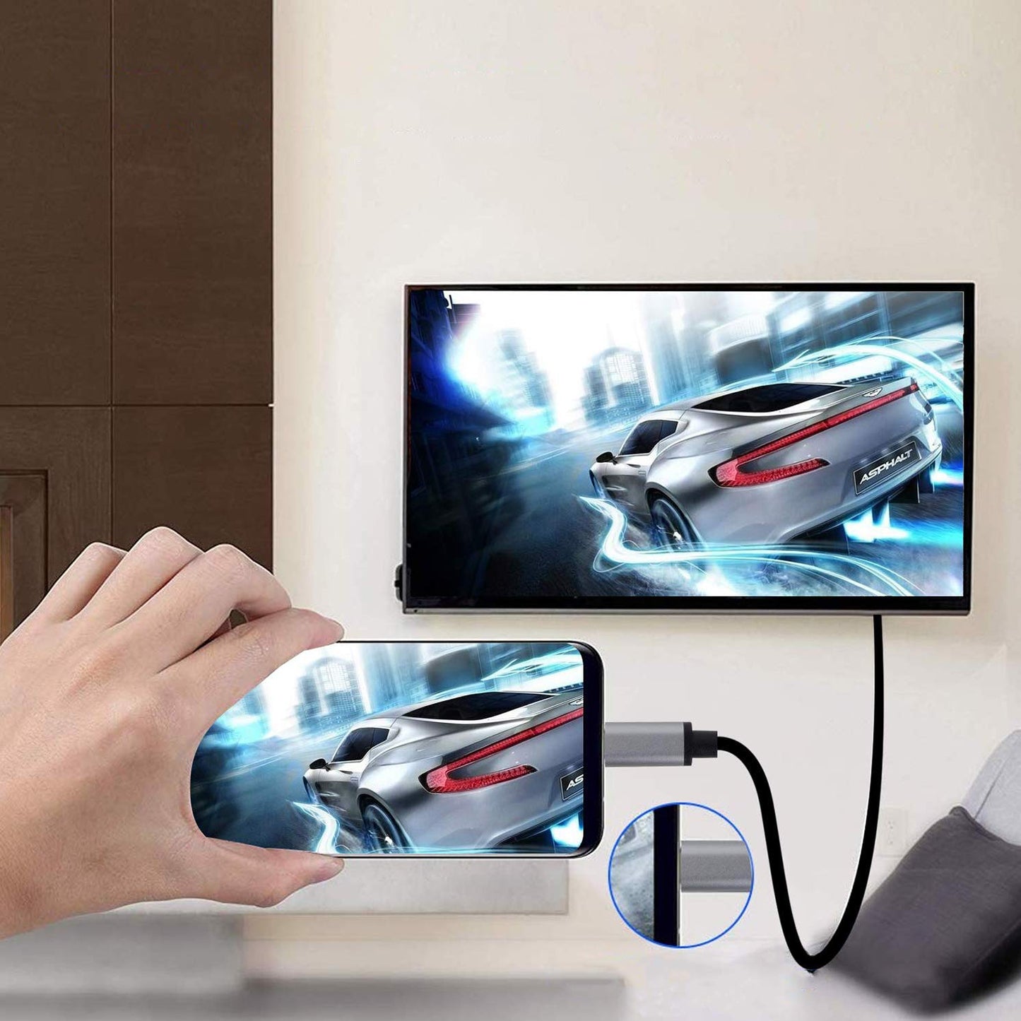 USB Type-C HDMI 4k HDMI Cable Compatible with Motorola Edge Plus for Home Office Extended Display Full 2160p@30Hz, 6Ft/1.8M Cable Thunderbolt 3/4