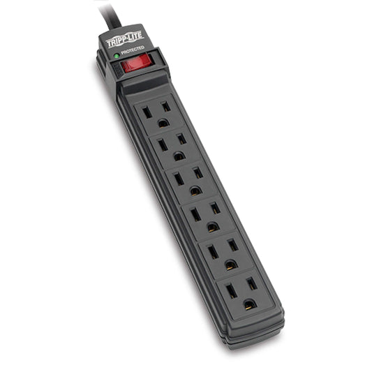 Tripp Lite 6 Outlet Surge Protector Power Strip, 6ft Cord, Black, Lifetime Manufacturer's Guarantee & $10,000 Insurance (TLP6B)