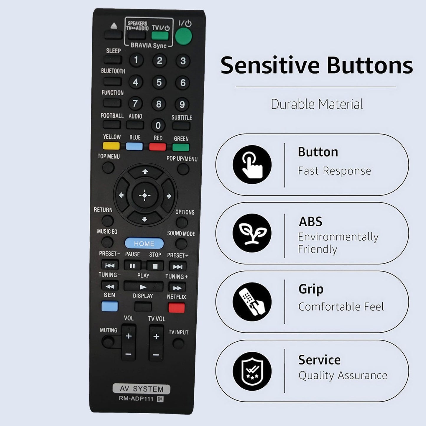 Replacement Remote Control RM-ADP111 Compatible for Sony BDV-E2100 BDV-E4100 BDV-E6100 BDV-E3100 Blu-ray DVD Home Theatre System