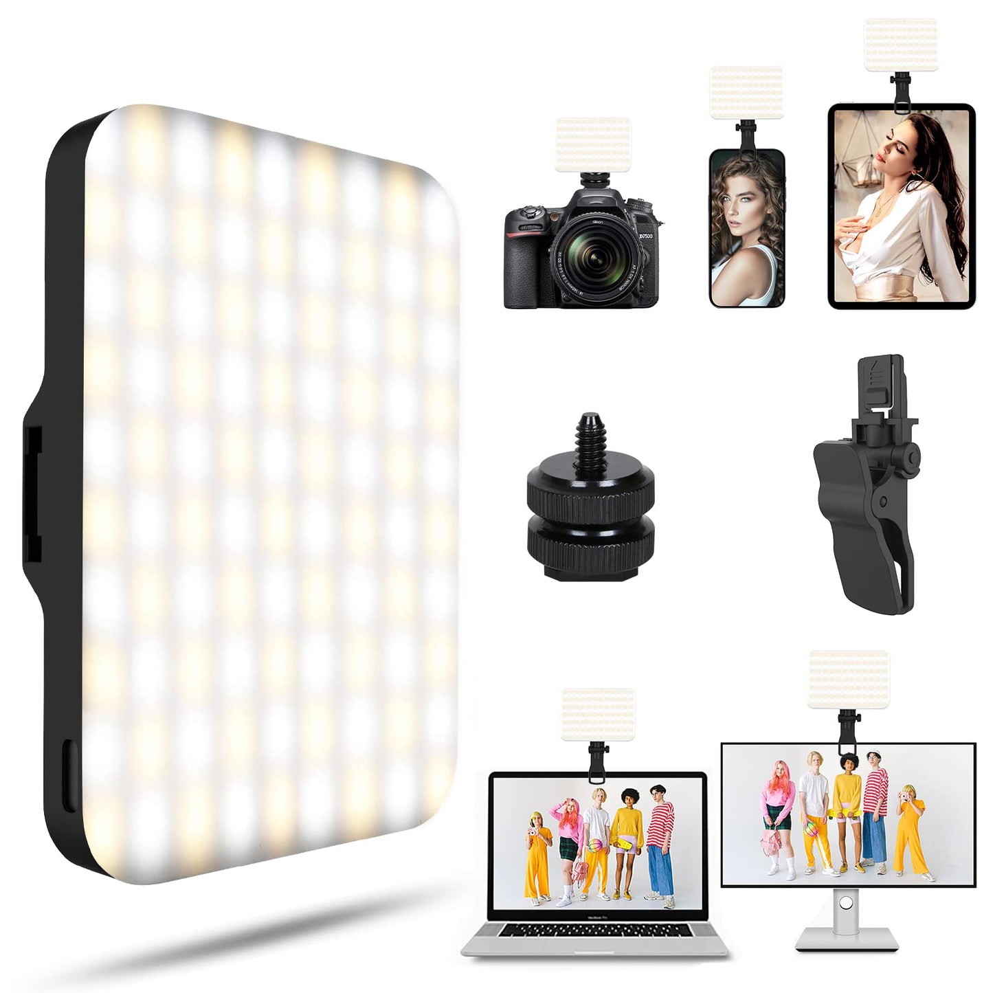 Selfie Light - BANSINE USB-Rechargeable LED Phone Light - Portable Photo Light with 97+ CRI, Up to 6500K Color Temperature for Selfie, Zoom