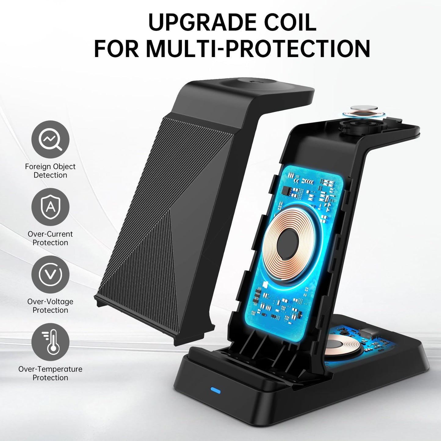 2026 3 in 1 Charging Station Fast Charging for iPhone,Wireless Charger for iPhone 17 16e 16 15 14 13 12 11 X Pro Max & Apple Watch - Wireless Charging