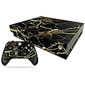 MightySkins Skin Compatible with Microsoft Xbox One X - Black Gold Marble | Protective, Durable, and Unique Vinyl Decal wrap Cover | Easy to Apply