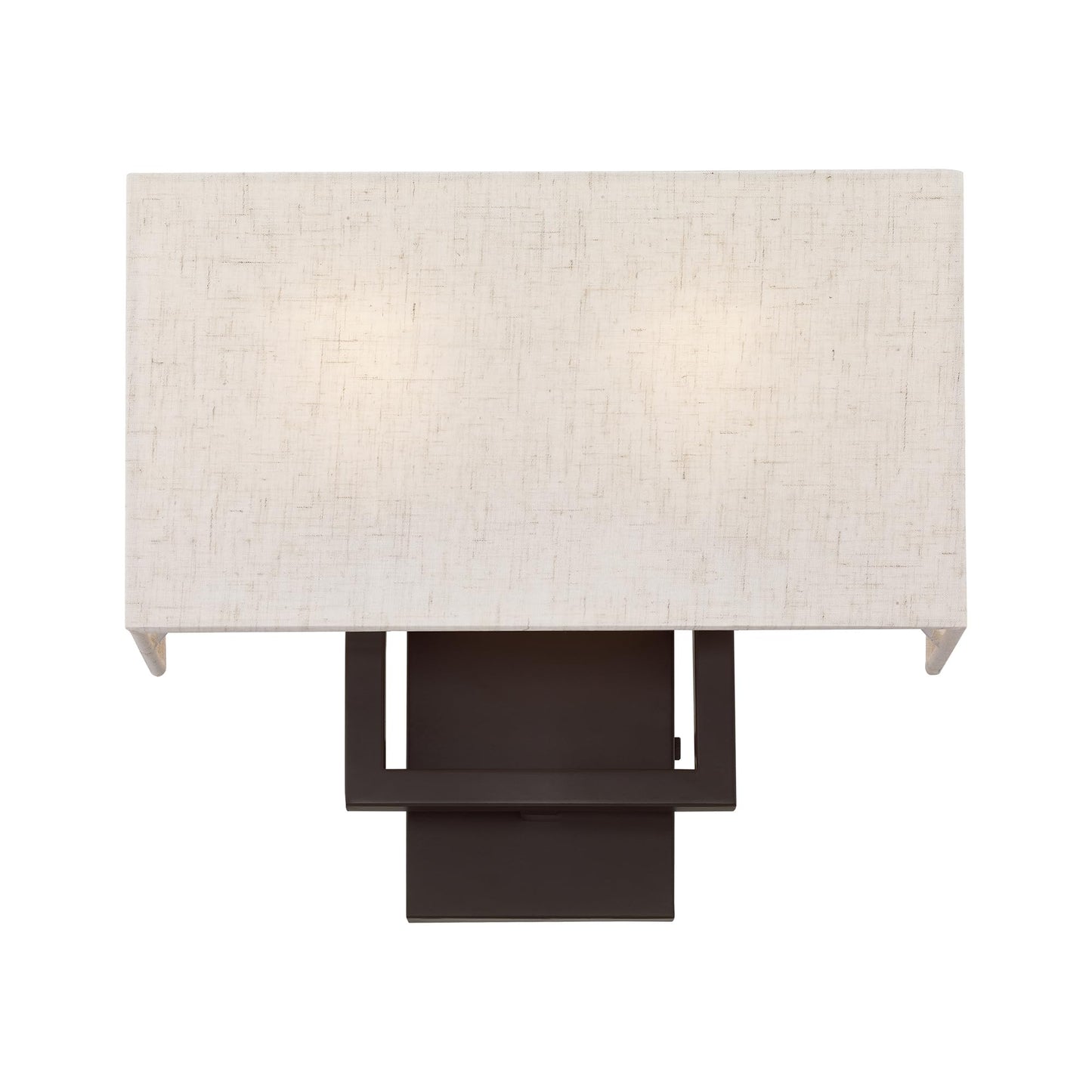 Livex Lighting 50994-07 Pierson Collection 2 Light Ada Wall Sconce, Oatmeal Fabric Outside, White Fabric Inside Hardback Shade, Bronze Finish
