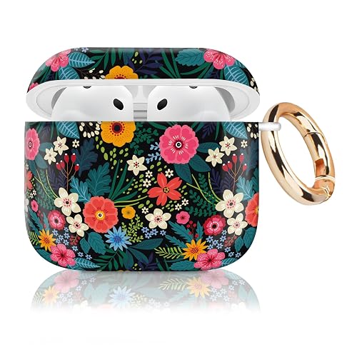 Cute Case Cover Compatible with AirPod 4th Generation 2024, Shockproof for Women & Girls with Golden Round Buckle - Protective, Anti-Drop
