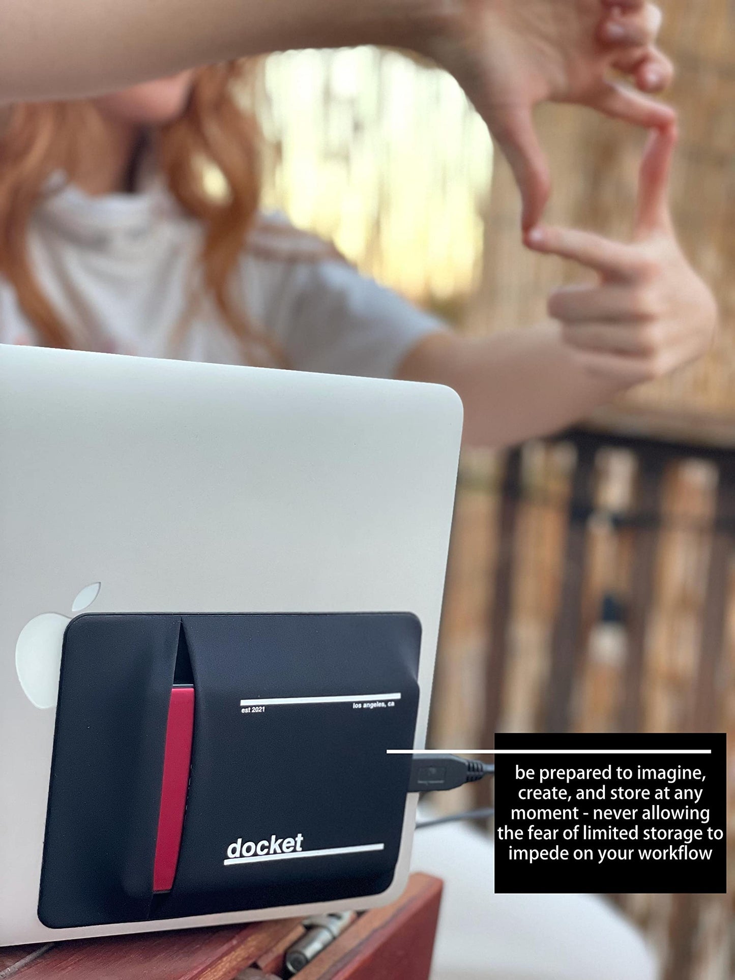 docket External Hard Drive Holder for Laptop - Closed Pocket Design with Cable Hole for Safe Storage - Expand Storage While Eliminating Boundaries