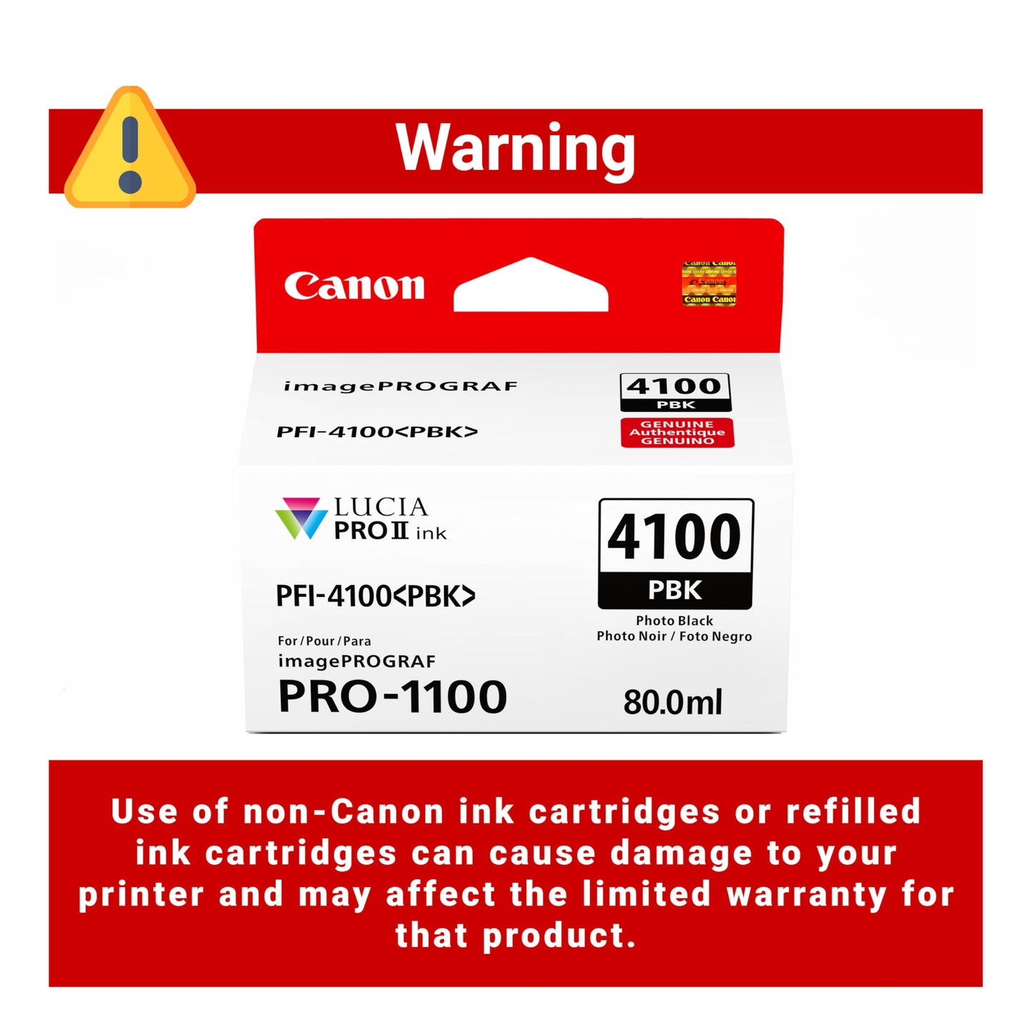 Canon PFI-4100 Genuine Photo Black Ink Tank, Compatible with imagePROGRAF PRO-1100 Printers
