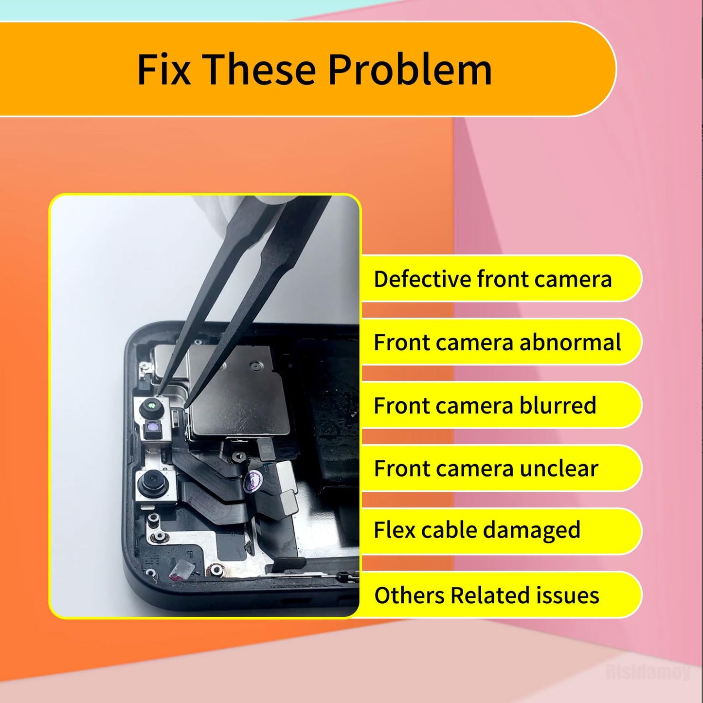 Risidamoy Front Camera Replacement for iPhone XR 7MP Facing Lens Module Flex Cable with Structured Light Receiver Replace Transmitter Sensor Connector